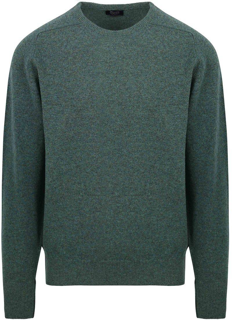 William Lockie O-Auschnitt Pullover Lammwolle Moorland Grün - Größe L von William Lockie