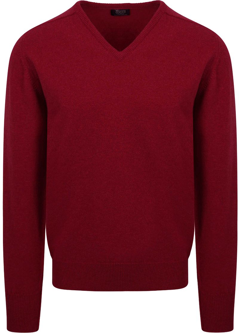 William Lockie V-Auschnitt Pullover Lambswool Bordeaux - Größe L von William Lockie