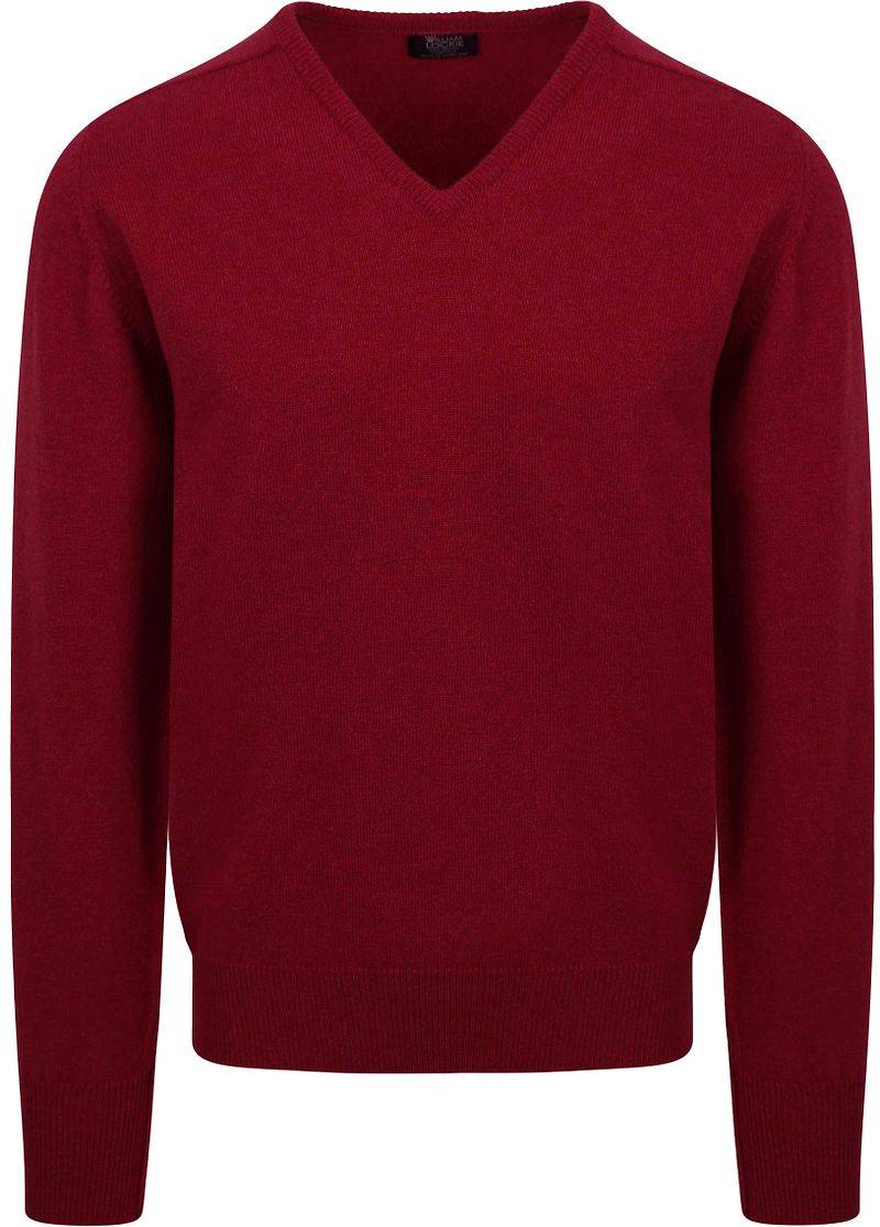 William Lockie V-Auschnitt Pullover Lambswool Bordeaux - Größe XXL von William Lockie