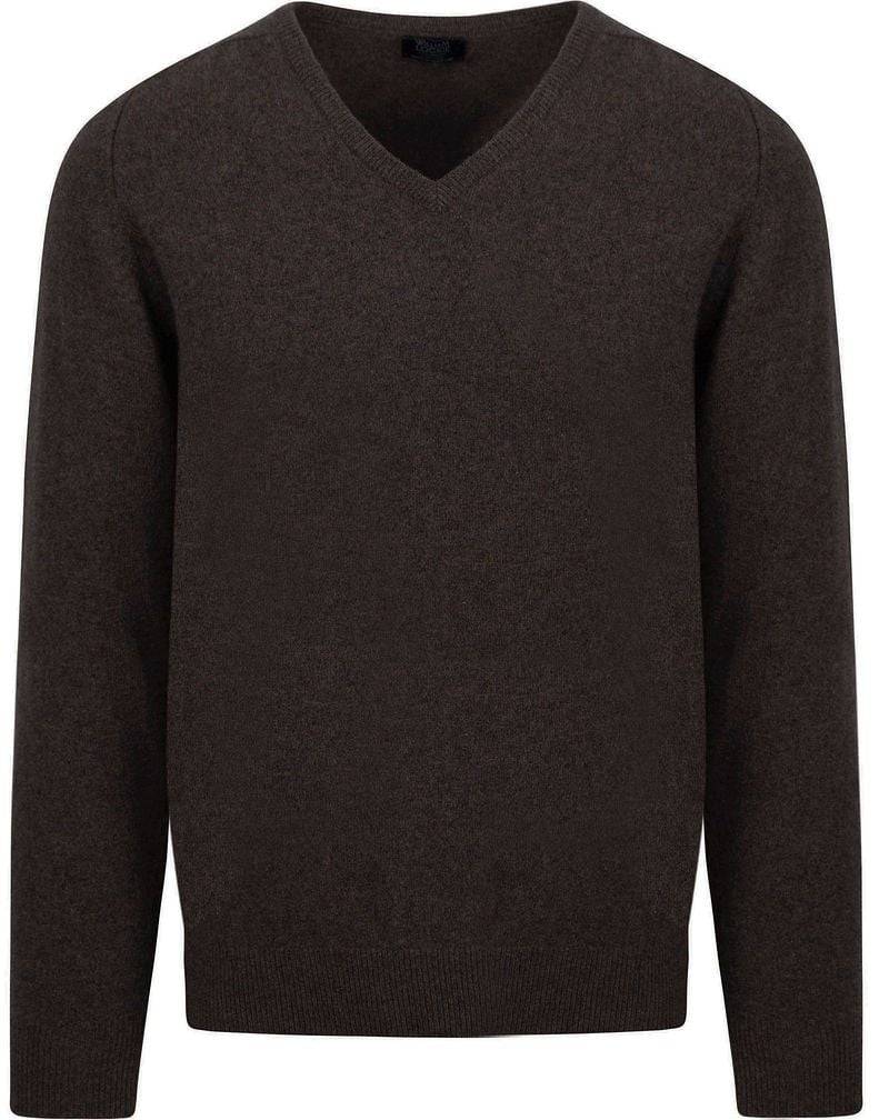 William Lockie V-Auschnitt Pullover Lammwolle Cocoa Dunkelbraun - Größe XXL von William Lockie