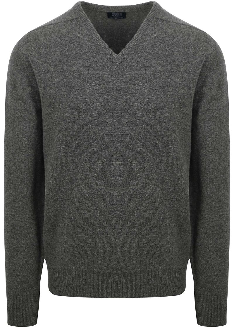 William Lockie V-Auschnitt Pullover Lammwolle Cliff Grau - Größe XL von William Lockie