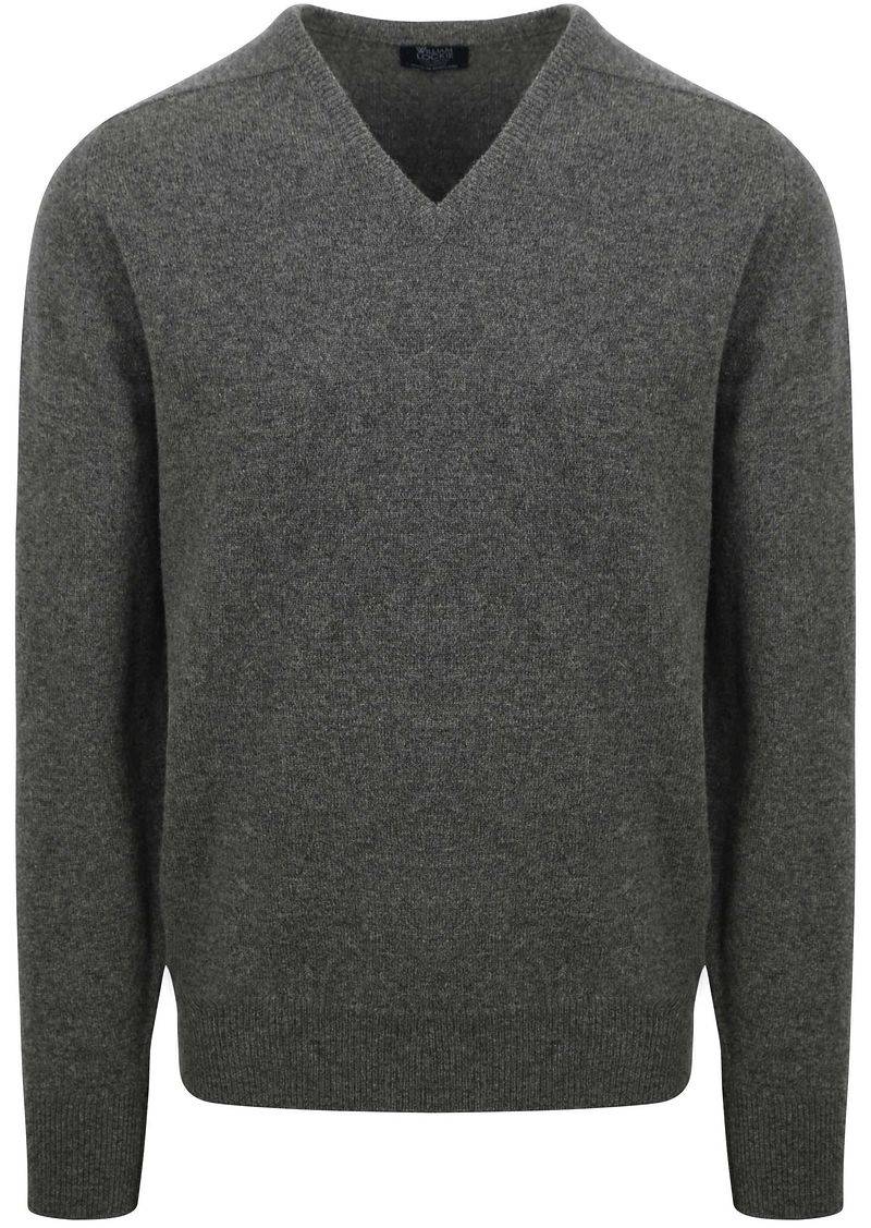 William Lockie V-Auschnitt Pullover Lammwolle Cliff Grau - Größe XL von William Lockie