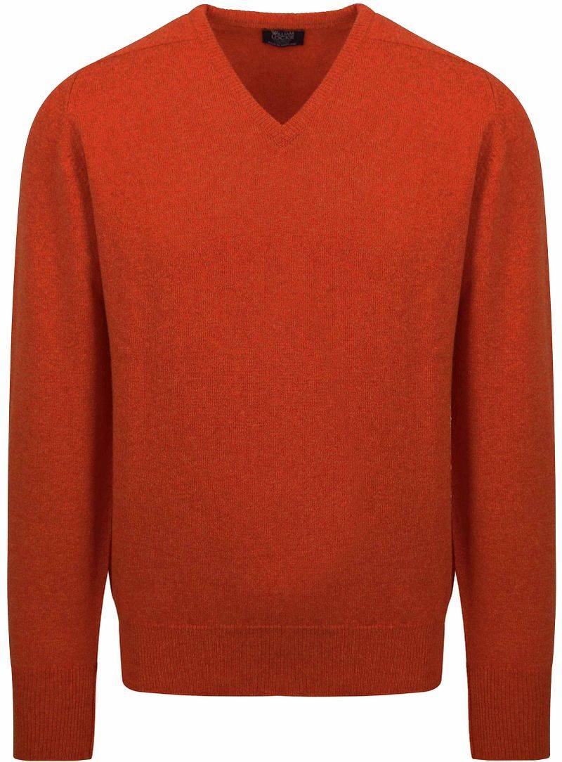 William Lockie V-Auschnitt Pullover Lammwolle Ember Orange - Größe 3XL von William Lockie