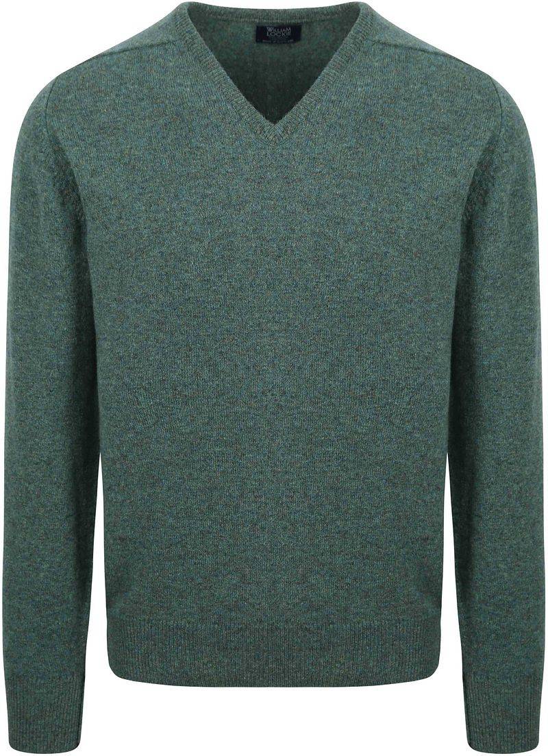 William Lockie V-Auschnitt Pullover Lammwolle Moorland Grün - Größe XXL von William Lockie