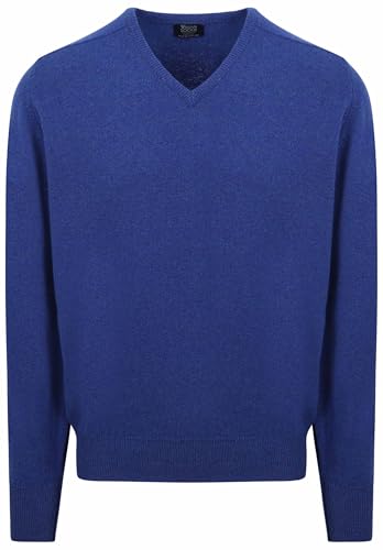 William Lockie V-Auschnitt Pullover Lammwolle Royal Blue - Grösse XXL - Herren - Bekleidung - Regular-fit - Wolle - Perfekt für Herbst und Winter von William Lockie
