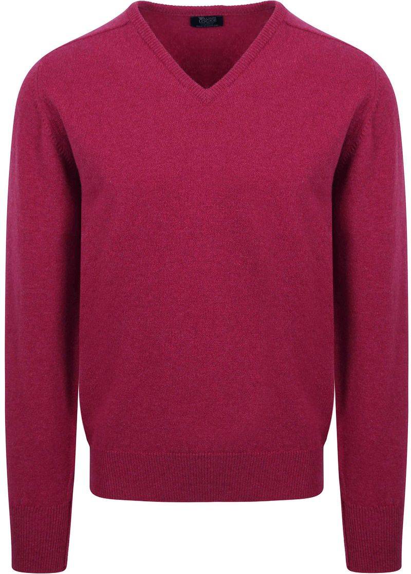 William Lockie V-Auschnitt Pullover Lamwolle Fuchsia - Größe M von William Lockie