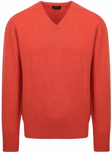 William Lockie V-Auschnitt Pullover Lamwolle Orange - Grösse XXL - Herren - Bekleidung - Regular-fit von William Lockie