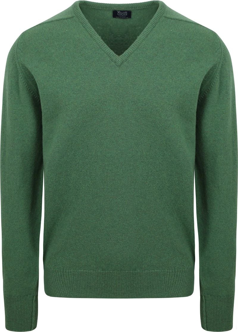 William Lockie V-Ausschnitt Pullover Lammwolle Grün - Größe XXL von William Lockie