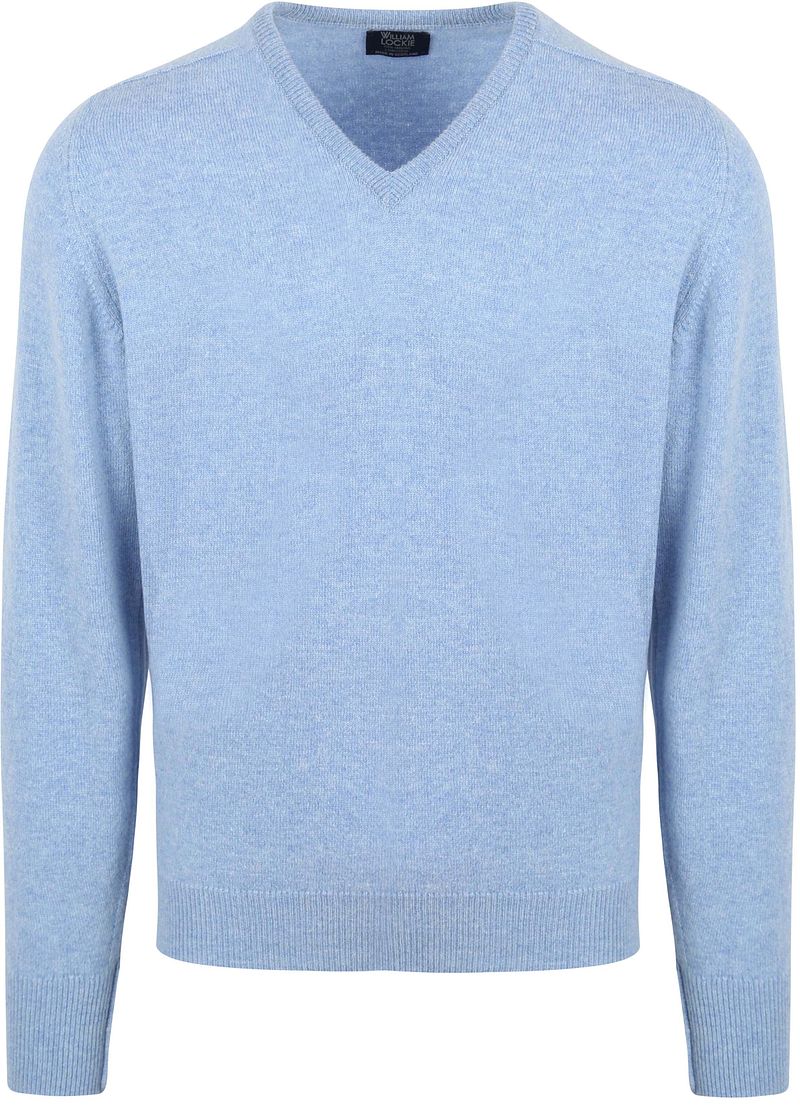 William Lockie V-Ausschnitt Pullover Lammwolle Hellblau - Größe XL von William Lockie