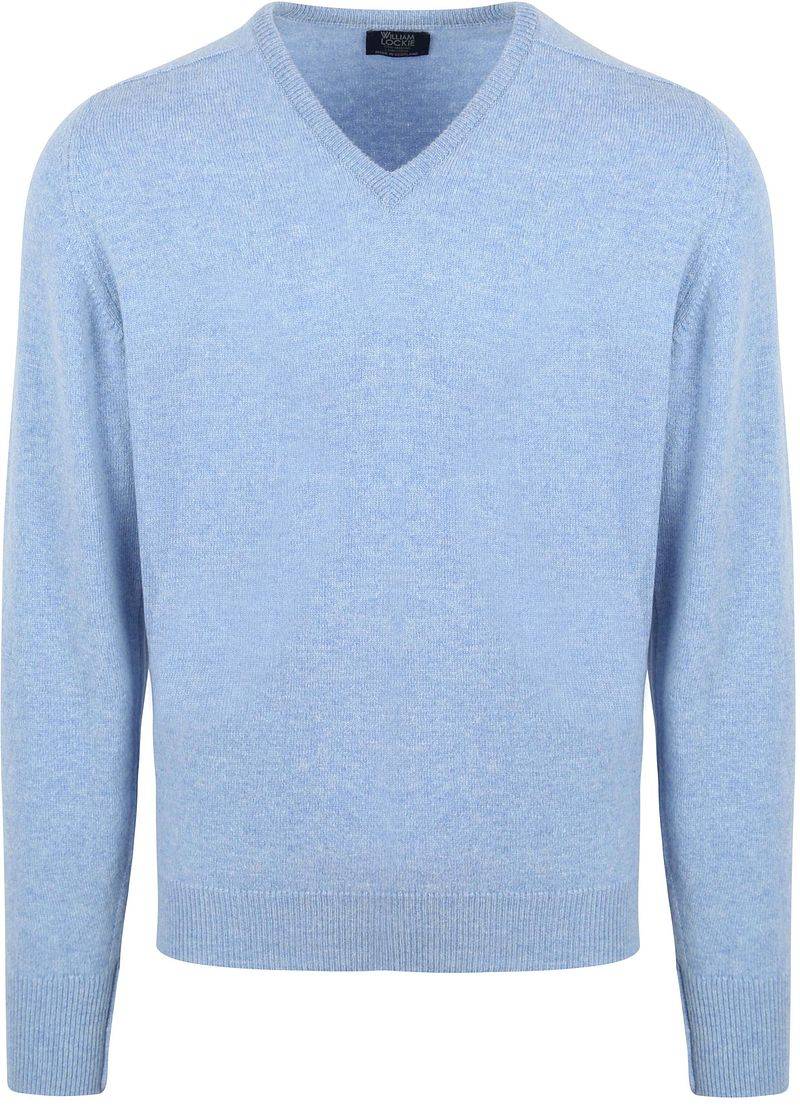 William Lockie V-Ausschnitt Pullover Lammwolle Hellblau - Größe XL von William Lockie