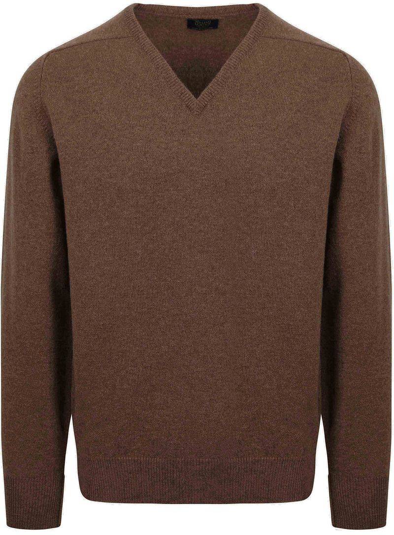 William Lockie V-Ausschnitt Pullover Lammwolle Mocha - Größe L von William Lockie
