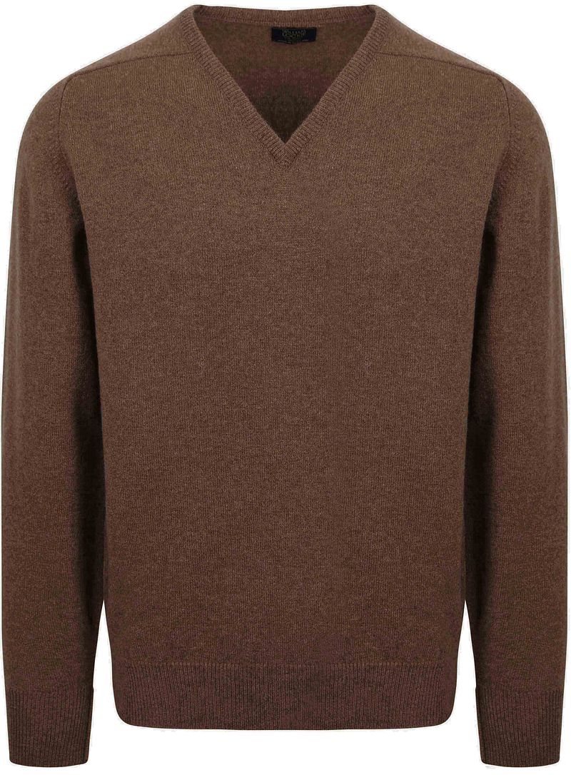 William Lockie V-Ausschnitt Pullover Lammwolle Mocha - Größe M von William Lockie