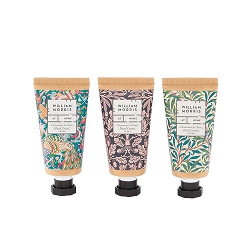 William Morris At Home Peacock-Three Handcremes 3x30ml - Pflegendes Trio für weiche und geschmeidige Hände! Feuchtigkeitsspendendes Handcreme-Set, geschenkwürdige Verpackung von Heathcote & Ivory