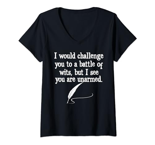 Damen William Shakespeare Battle of Wits Englische Literatur Zitat T-Shirt mit V-Ausschnitt Damen William Shakespeare Battle of Wits Englische Literatur Zitat T-Shirt mit V-Ausschnitt von William Shakespeare Funny Literature Quote Gift