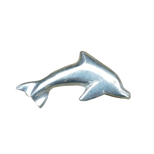 Delfin-Brosche, Geschenk für Delfinliebhaber, symbolisiert Schutz, handgefertigter Schmuck, handgegossener Schmuck aus feinem Zinn von William Sturt, Einheitsgröße, Hartzinn von William Sturt Fine Pewter