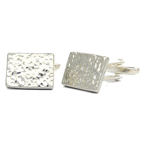 Manschettenknopfe, Gehämmert Rechteck, Handgegossen von William Sturt aus Deutsche Zinn (Pewter) von William Sturt Fine Pewter