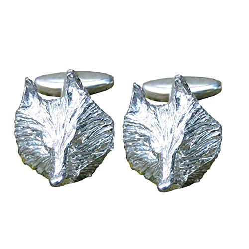 Manschettenknopfe Deutscher Kopf von Fuchs aus Zinn (Pewter) von Hand Gegossen von William Sturt Fine Pewter