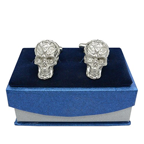Manschettenknöpfe Totenkopf Steampunk Tattoo Skull aus Zinn (Pewter) von Hand Gegossen von William Sturt Fine Pewter
