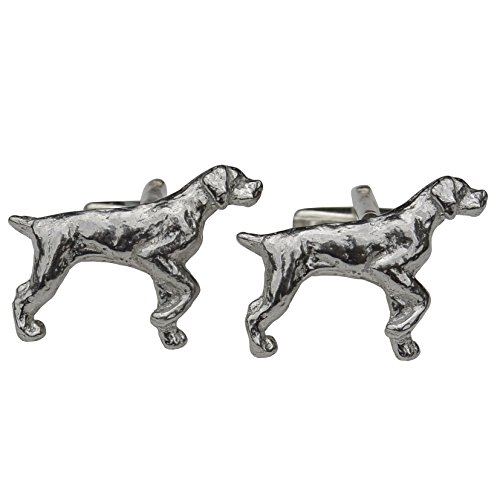 William Sturt Fine Pewter Zeiger Hund Manschettenknöpfe, Jagdgeschenke, Pointer Hund, aus Zinn von Hand Gegossen von William Sturt Fine Pewter