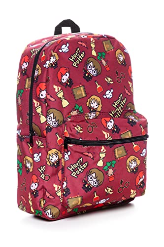 Harry Potter Schultasche, Rucksäcke für Mädchen Jungen mit Chibi Charakter Druck, Schulbedarf für Kinder, Großer Rucksack für Schulreisen, burgunderfarben, M von Marvel