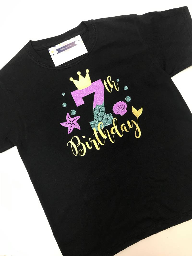 Meerjungfrau 7. Geburtstag, Sieben Jahre Alten Siebten Geburtstag Shirt, Mädchen von WilliamandWesley
