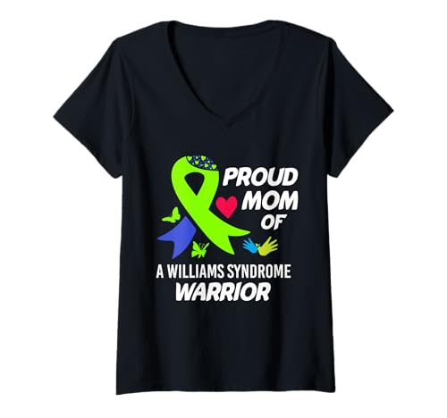 Damen Stolze Mutter eines Williams-Syndrom-Kriegers WS T-Shirt mit V-Ausschnitt Damen Stolze Mutter eines Williams-Syndrom-Kriegers WS T-Shirt mit V-Ausschnitt von Williams Syndrome Awareness design idea