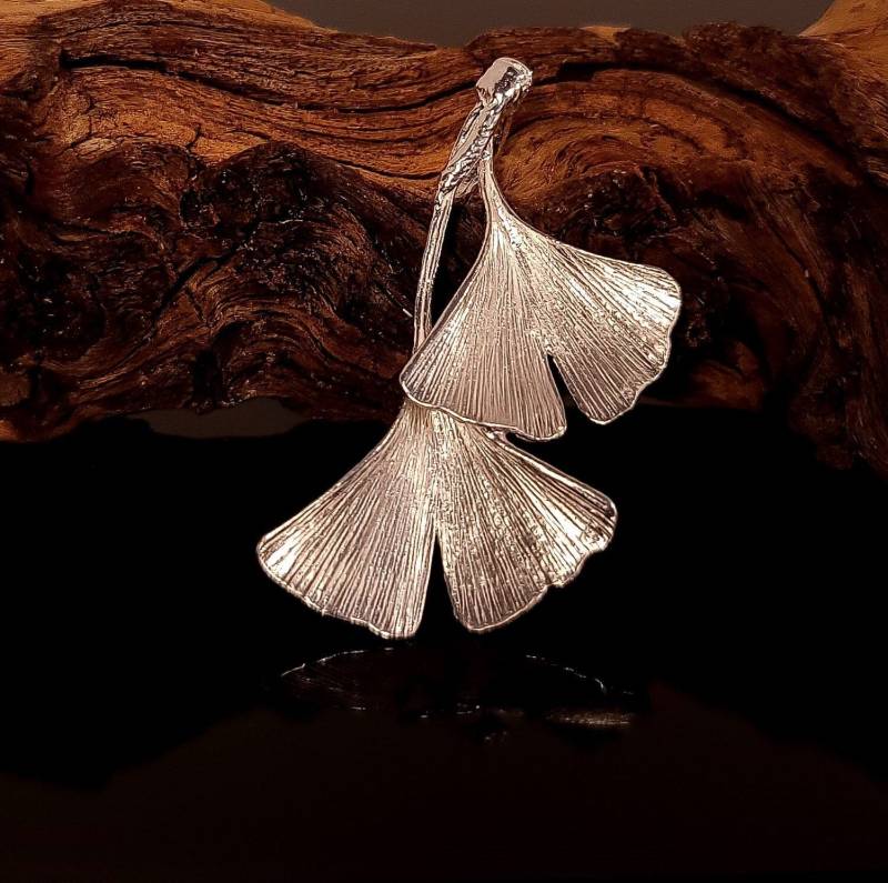 Ginkgoblatt Anhänger - Silberanhänger Als Ginkgo in Silber Silberkette 925 von WilliamsSchmuck
