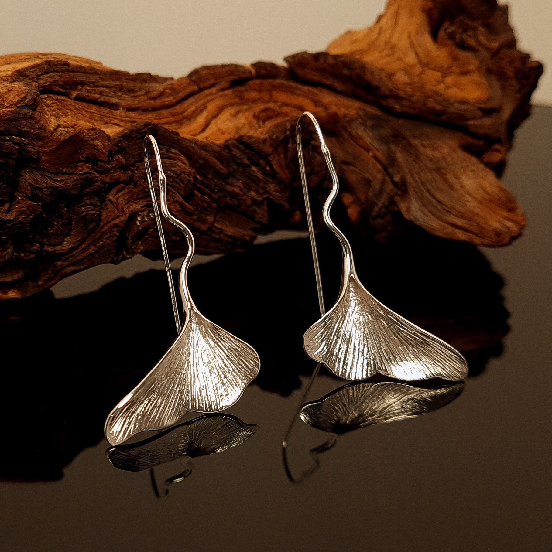 Ginkgoblattohrhänger - Ohrhänger Aus Silber Ginkgoblatt Silberohrhänger Orringe Sterlingsilber Nickelfrei Poliert Ginkgoblattohrhänger - Ohrhänger Aus Silber Ginkgoblatt Silberohrhänger Orringe Sterlingsilber Nickelfrei Poliert von WilliamsSchmuck