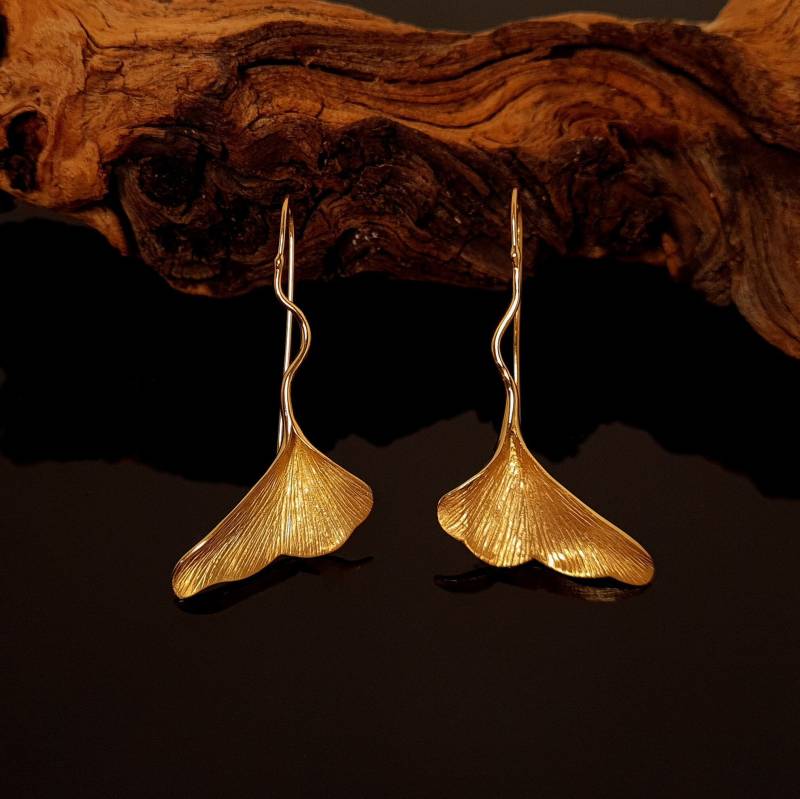 Ginkgoblattohrhänger - Ohrhänger Aus Silber Ginkgoblatt Silberohrhänger Vergoldet Orringe Sterlingsilber Nickelfrei von WilliamsSchmuck