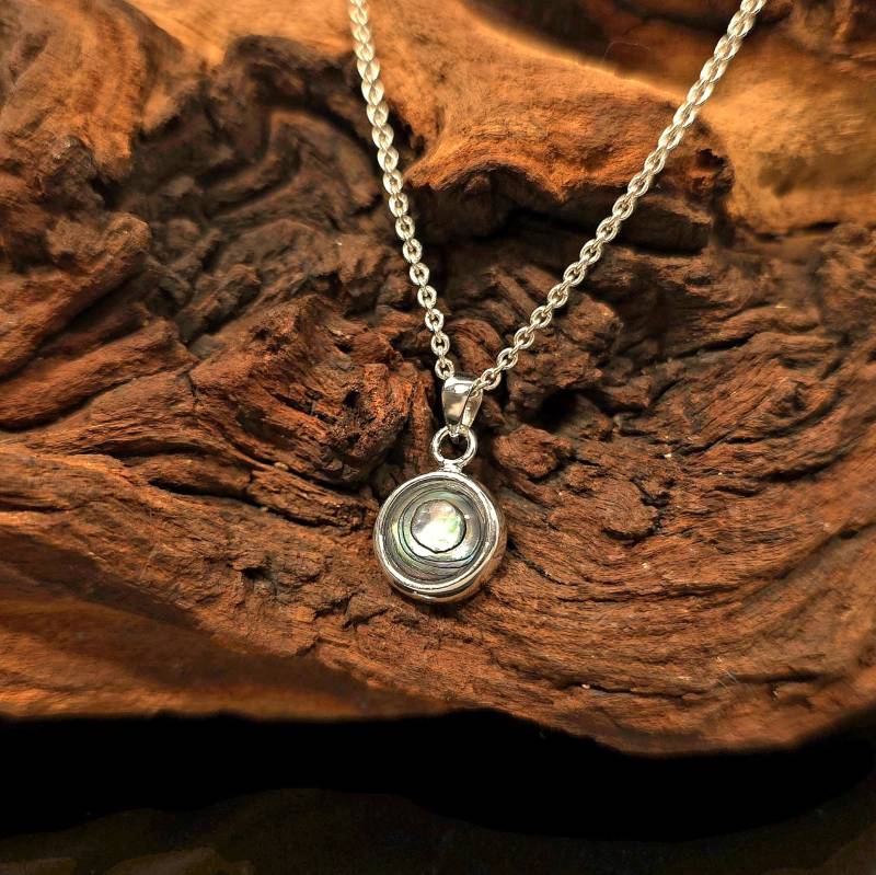 Natur Perlmutt Anhänger - Aus Silber Kettenanhänger Mit Abalone Halskette Schlichter Rund Cabochon von WilliamsSchmuck