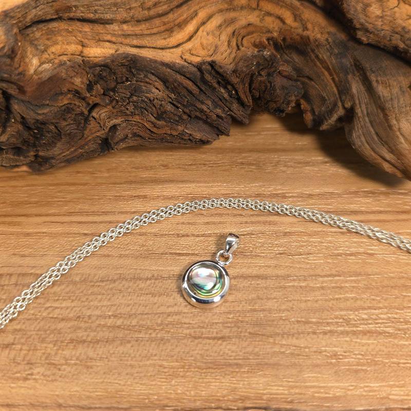 Natur Perlmutt Anhänger - Aus Silber Kettenanhänger Mit Abalone Halskette Schlichter Rund Cabochon von WilliamsSchmuck