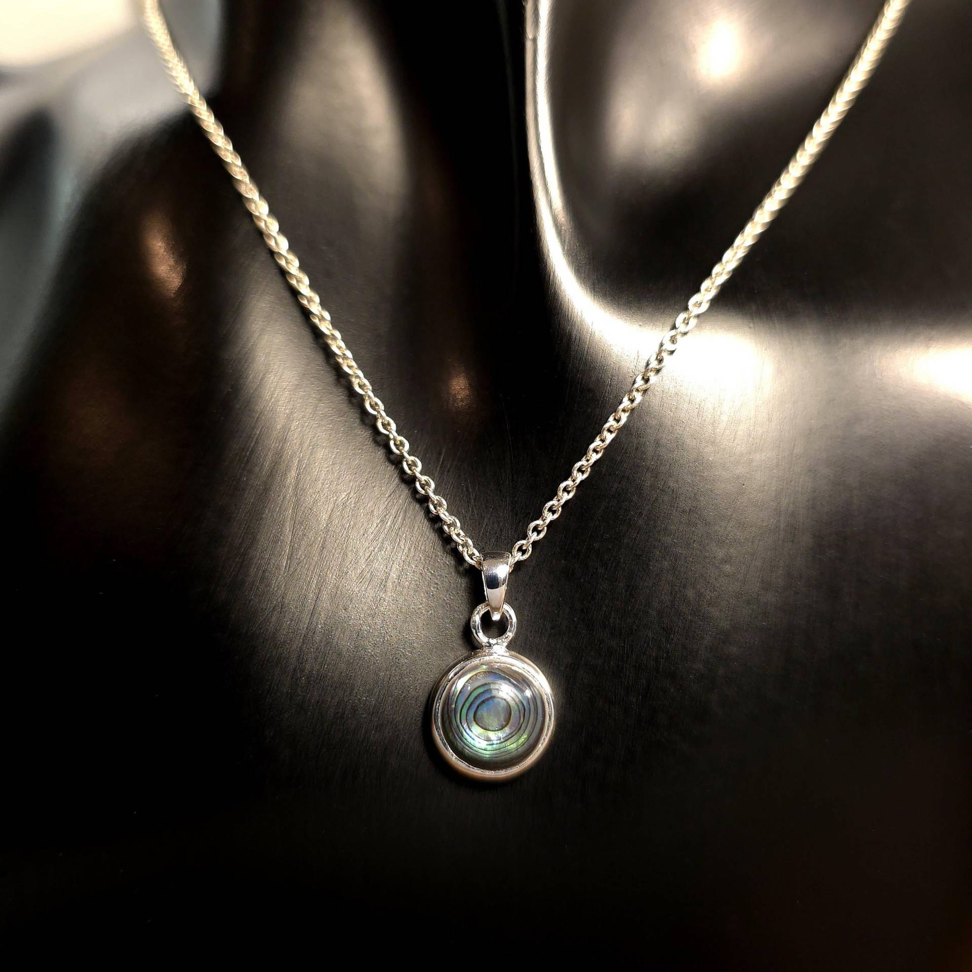 Natur Perlmutt Anhänger - Aus Silber Kettenanhänger Mit Abalone Halskette Schlichter Rund Cabochon von WilliamsSchmuck