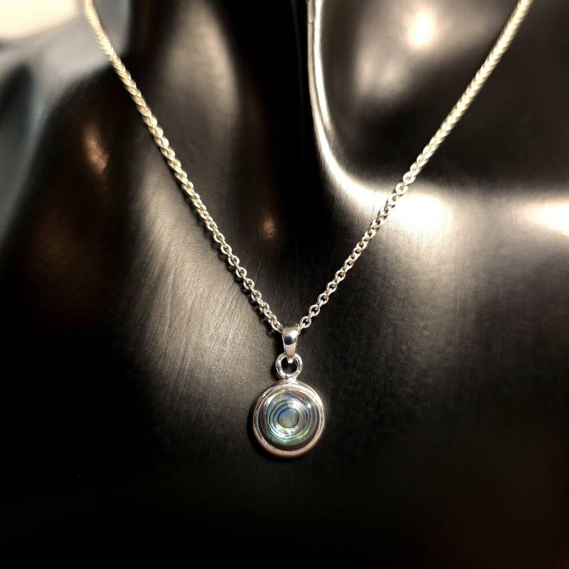 Natur Perlmutt Anhänger - Aus Silber Kettenanhänger Mit Abalone Halskette Schlichter Rund Cabochon von WilliamsSchmuck