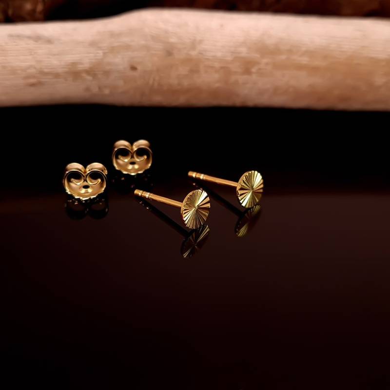 Plättchen Ohrstecker Aus Silber 925 Vergoldet - Struktur Silberohrstecker Ohrringe Für Damen Mini von WilliamsSchmuck