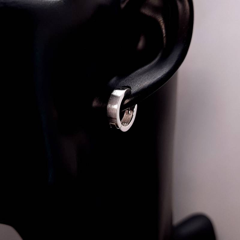 Silber Creolen - Ohrringe Aus Mattierte Matt Strichmattierte Schlicht -Sterlingsilber von WilliamsSchmuck