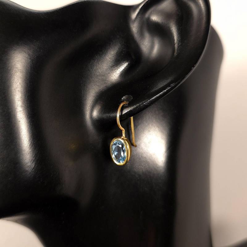 Topas Ohrhänger Silber Vergoldet Ohrringe Topasohrringe Mit Bügel Ohrschmuck Haken Facettiert Blau von WilliamsSchmuck