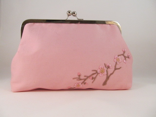 Rosa Clutch Geldbörse-Geldbeutel-Handtasche-Clipverschluß-8 Zoll-Cherry Blossom Kupplung Rosa Clutch Geldbörse-Geldbeutel-Handtasche-Clipverschluß-8 Zoll-Cherry Blossom Kupplung von WilliamsonWears