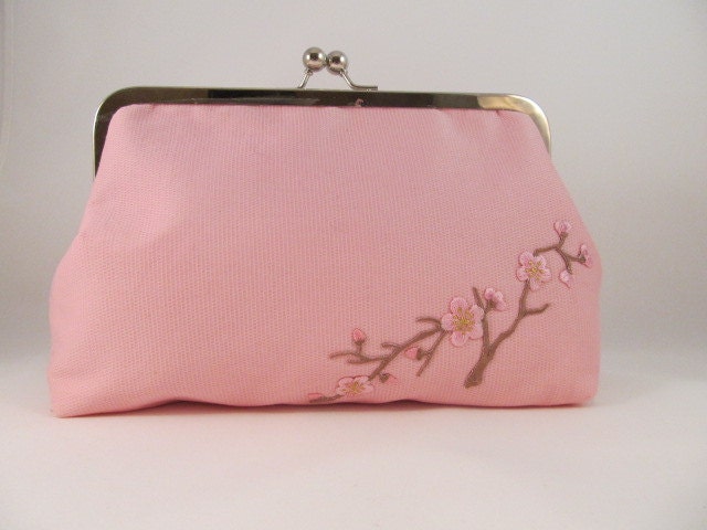 Rosa Clutch Geldbörse-Geldbeutel-Handtasche-Clipverschluß-8 Zoll-Cherry Blossom Kupplung Rosa Clutch Geldbörse-Geldbeutel-Handtasche-Clipverschluß-8 Zoll-Cherry Blossom Kupplung von WilliamsonWears