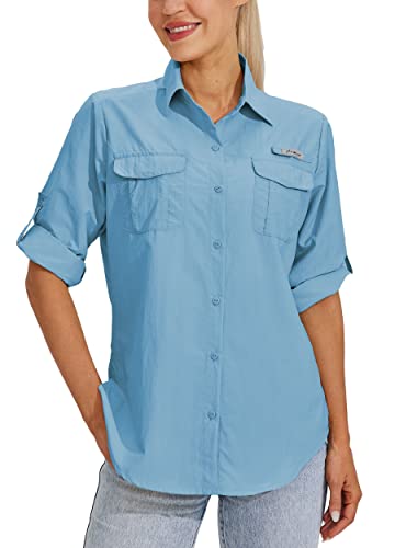 Damen UPF 50+ Sonnenschutz Shirts Langarm Angelshirts LSF UV Schnell Trocknen Wandern Outdoor Shirts von WILLIT