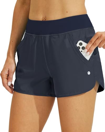 Willit Damen 3" Swim Board Shorts Badehose mit Slip Liner Schnell trocknend UPF 50+ Navy L von WILLIT