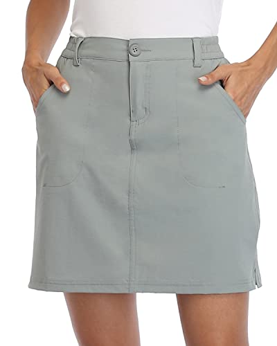 Willit Damen Skorts Golf Casual Skort Röcke UPF 50+ schnell trocknend Reißverschlusstaschen Outdoor Wandern Grau S von WILLIT