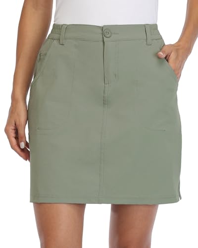 Willit Damen Skorts Golf Casual Skort Röcke UPF 50+ schnell trocknend Reißverschlusstaschen Outdoor Wandern Salbeigrün XXL von WILLIT