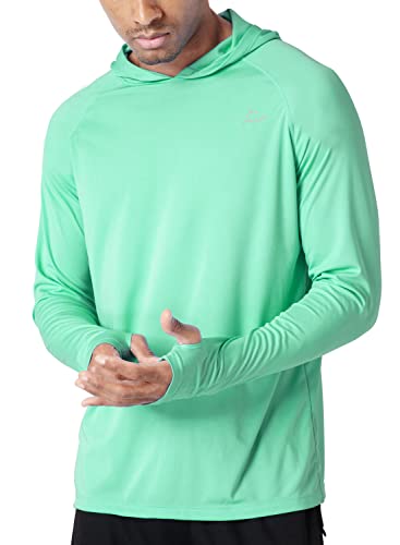 Willit Herren-Sonnen-Shirt, LSF 50+, Schutz, Hoodie, Rashguard-Shirt, LSF, UV-Hemd, langärmelig, Angeln, Outdoor, leicht, Stil 01 - Hellgrün, L von WILLIT