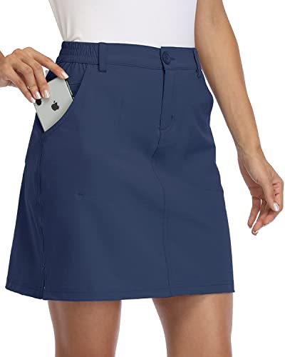 Willit Women's Outdoor Skort Golf Skort Casual Skort Skirt UPF 50+ Quick Dry Zip Pockets Active Hiking Navy Blue XL von WILLIT