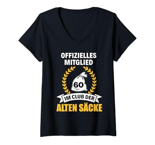 Damen 60 Jahre Alter Sack Club der alten Säcke Mann 60. Geburtstag T-Shirt mit V-Ausschnitt Damen 60 Jahre Alter Sack Club der alten Säcke Mann 60. Geburtstag T-Shirt mit V-Ausschnitt von Willkommen im Club der alten Säcke 60. Geburtstag
