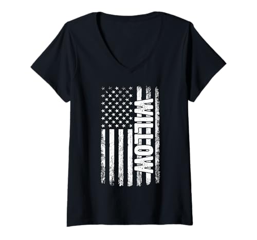 Damen Willow persönlicher Name American Flag Retro Frauen lustig T-Shirt mit V-Ausschnitt Damen Willow persönlicher Name American Flag Retro Frauen lustig T-Shirt mit V-Ausschnitt von Willow Specialized First Girl Woman Name Tee