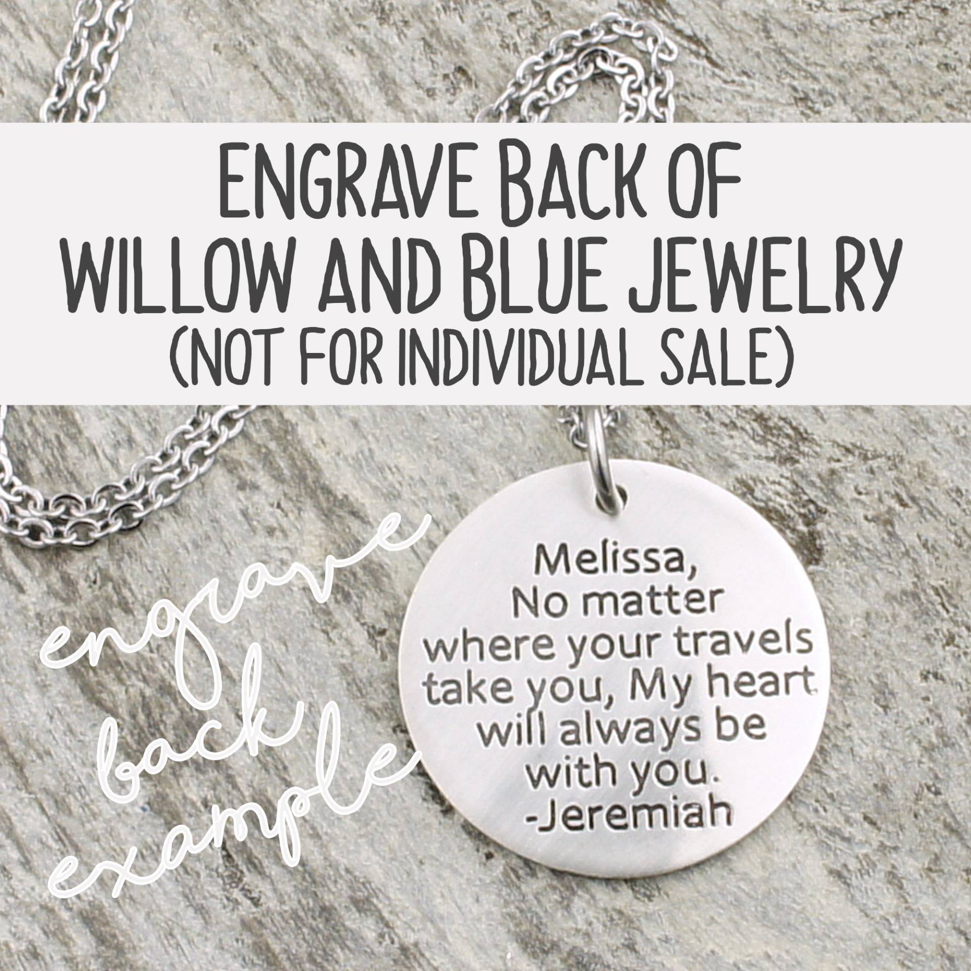 Add-On - Gravieren Sie Die Rückseite Von Willowandbluejewelry Zinn Und Silber Zitat Charme von WillowAndBlueJewelry