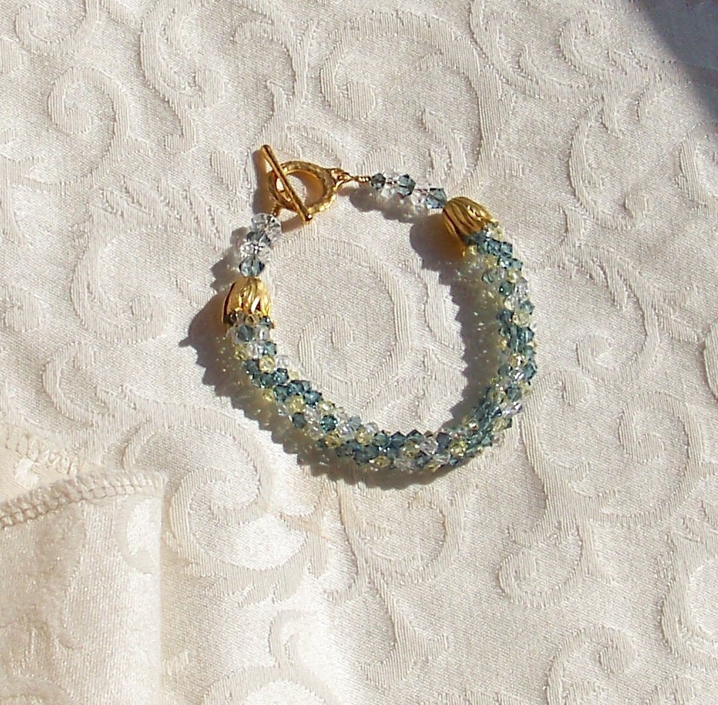 Crystal Bracelet Blue Kumihimo Jonquil Swarovski Crystal Bracelet Blue Kumihimo Jonquil Swarovski von WillowLakeJewellery