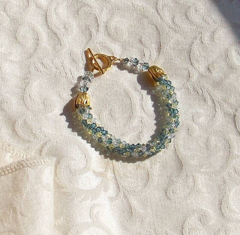 Crystal Bracelet Blue Kumihimo Jonquil Swarovski Crystal Bracelet Blue Kumihimo Jonquil Swarovski von WillowLakeJewellery