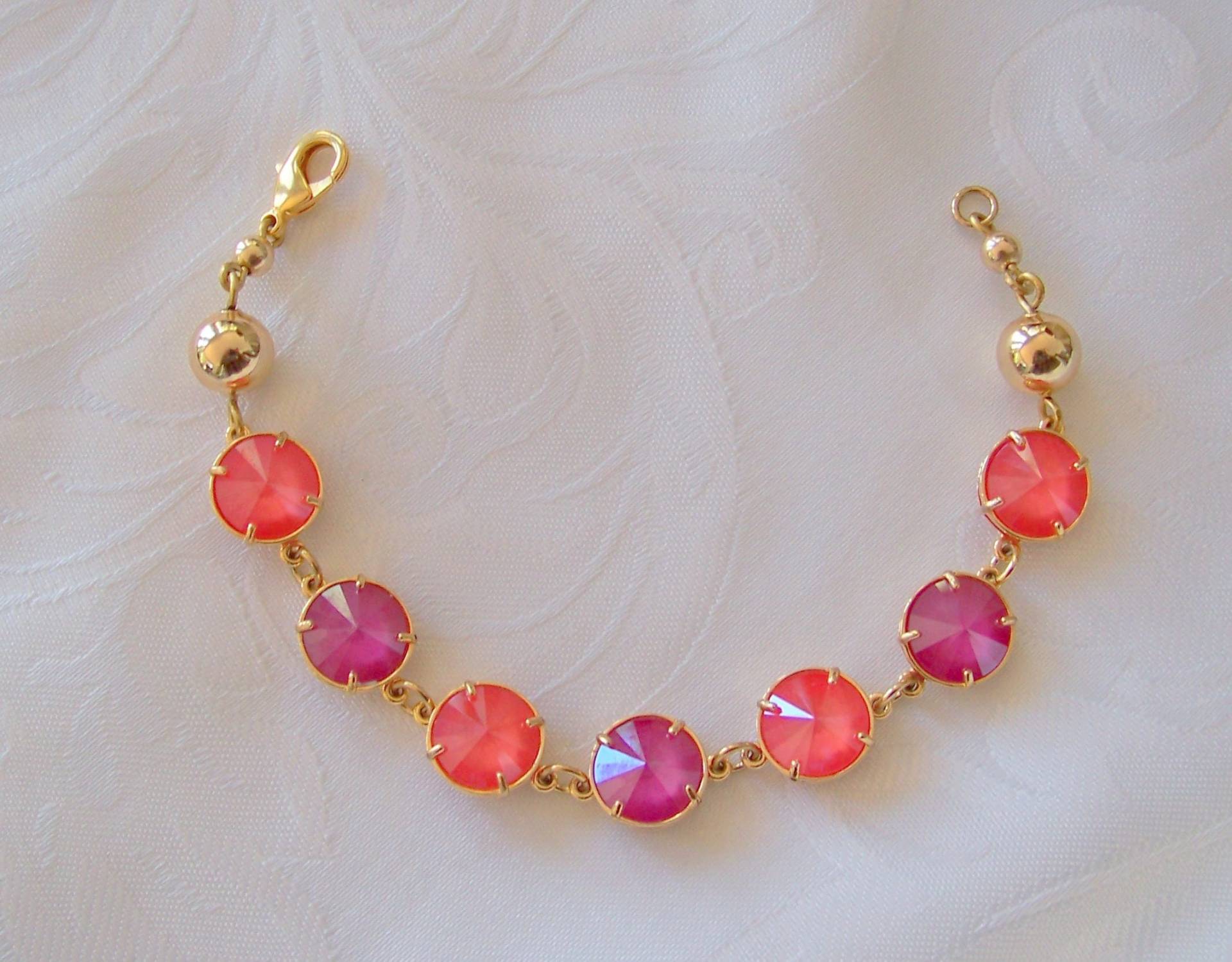 Pink Armband Orange Gold Swarovski Gefüllt Pink Armband Orange Gold Swarovski Gefüllt von WillowLakeJewellery
